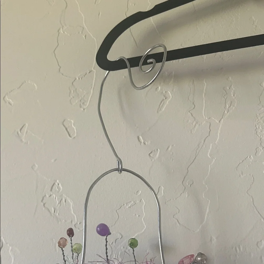 Blue Hanging Glass Vases with Wire Accents